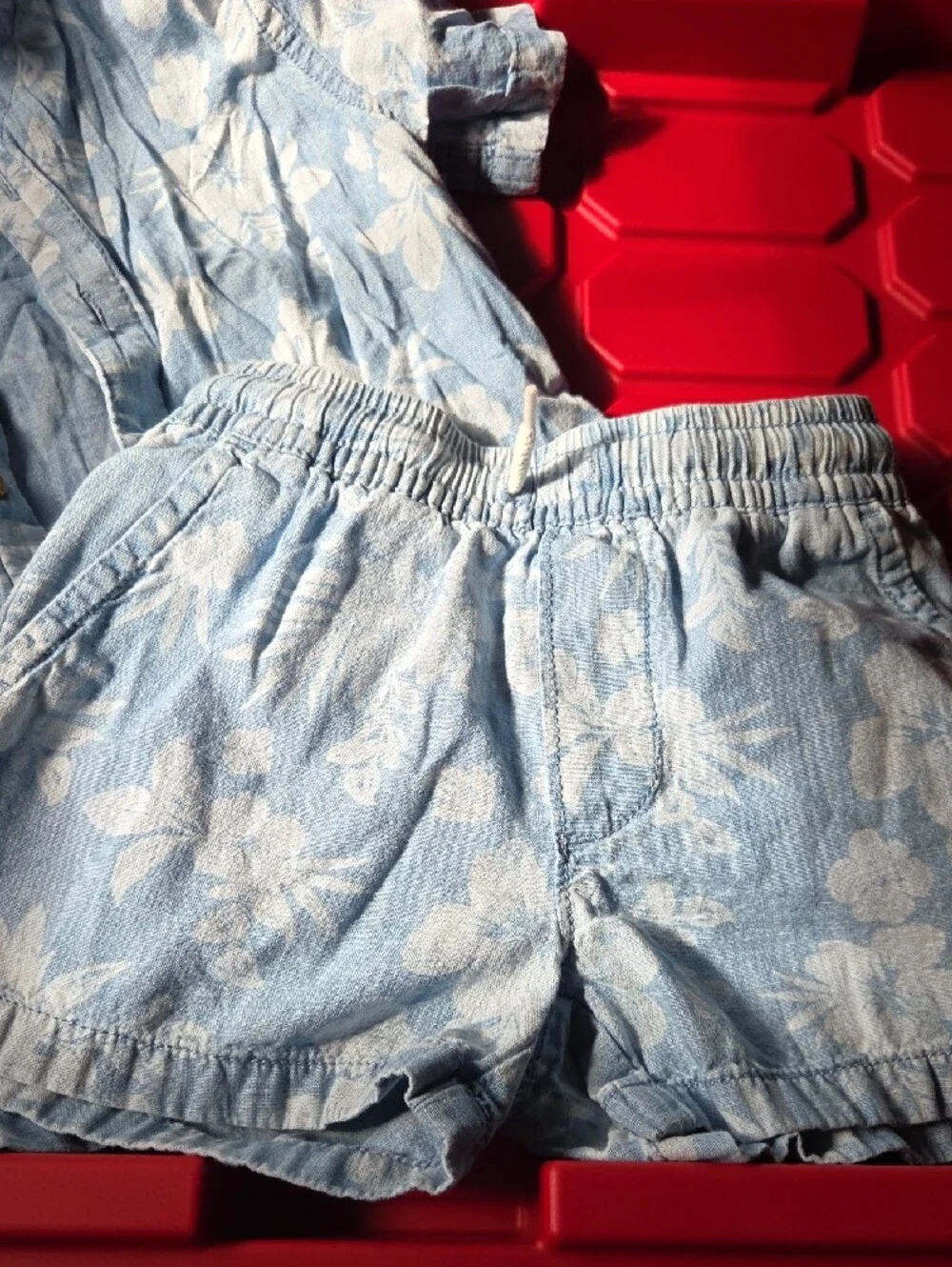 OshKosh B'gosh Light Blue Floral Matching Shirt & Shorts Set